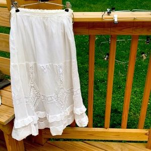 Beautiful white lace hippy skirt, ankle length